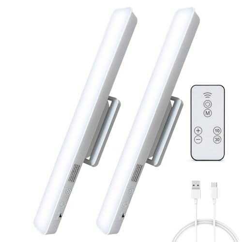 ZenVita LED Wardrobe Light with Remote Control - 2 x 30 cm Magnetic Rechargeable USB 3 Colour Modes Dimmable Interior Light for Wardrobe, Kitchen, Stairs and Home - 5W