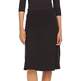 BGDK Women’s Soft Cotton A-Line Knee Length Skirt with Middle Seam- Elastic Waist Office Skirt