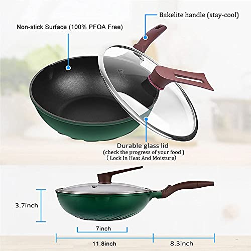 Wok Nonstick Wok Pan with Lid 12 Inch PFOAFree Woks and Stir Fry Pan