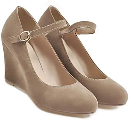 beige tuxedo dress Ankle Strap Cream Super High Heel Wedge Shoes 20 cm main image 0