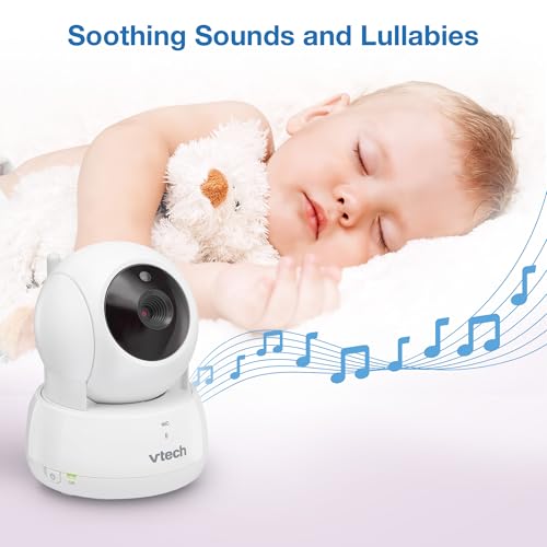 VTECH VM924 REMOTE PAN-TILT-ZOOM VIDEO BABY MONITOR, 5″ LCD SCREEN, UP TO 17 HRS VIDEO STREAMING, NIGHT VISION, UP TO 1000FT RANGE, SOOTHING SOUNDS, 2-WAY TALK, TEMPERATURE SENSOR,SECURED TRANSMISSION