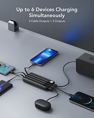 Portable Charger with Built in Cables