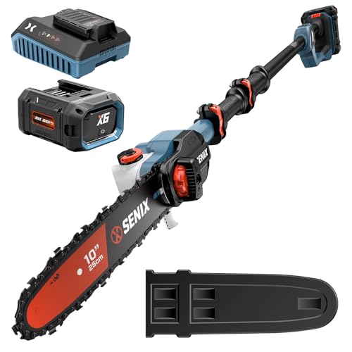 SENIX 10" Cordless Pole Saw, 60V Max 3.0Ah Battery Powered, Carbon Fiber Telesc…