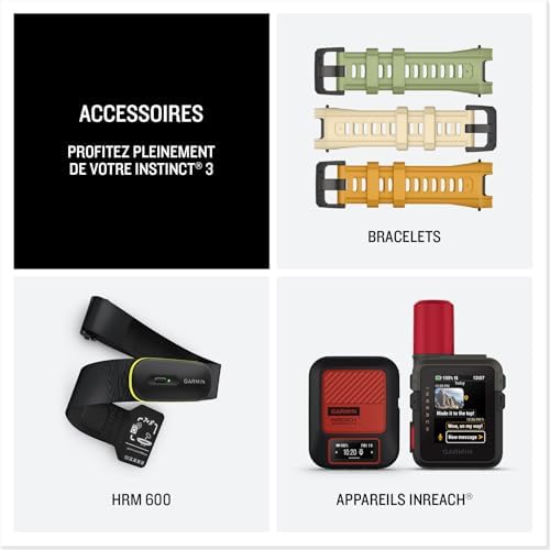 Instinct 3, AMOLED (édition limitée)- Montre GPS Robuste et connectée – Vert Sauge avec Bracelet Silicone Vert Sauge – Boîtier 50 mm