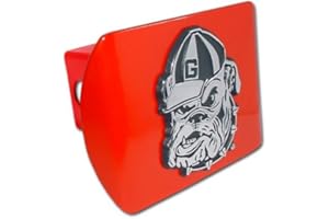 ELEKTROPLATE University of Georgia Bulldogs "Red with Chrome Bulldog Emblem" College Sports Metal Trailer Hitch Cover Fits 2 Inch Auto Car Truck Receiver