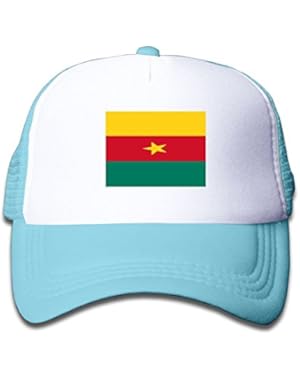 Flag Of Cameroon Boy & Girl Grid Baseball Caps Adjustable sunshade Hat For Children