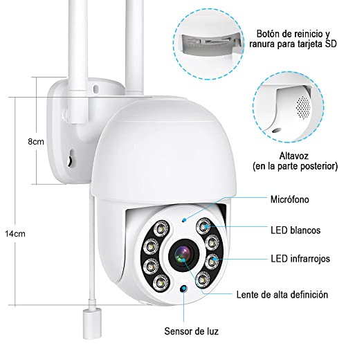 E T EASYTAO | Cámara de Seguridad Exterior WiFi, ICsee O Tris Home App, 2MP Pan&Tilt 360 Grados, Mini PTZ Cámara Inalámbrica Exterior con Visión Nocturna con Audio Bidireccional