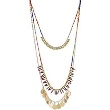 Panacea Womens Multi Strand Seed Bead Necklace With Stick Charm, Multi, One Size