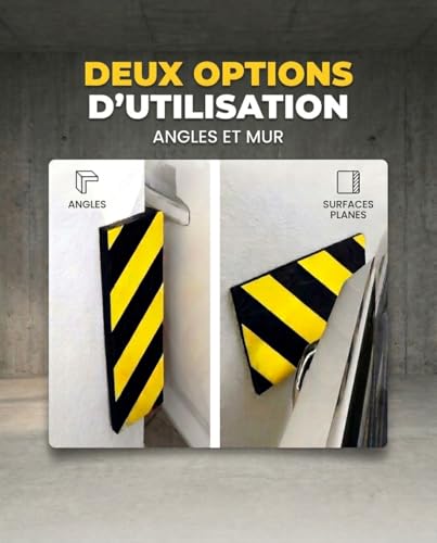 NOOGUI - Foam Garage Protection - Columns and Walls - High Density Foam 2 cm - Reflective Adhesive Yellow and Black - 40 x 15 x 2 cm - Shockproof Interior Car Parking - 6 Pieces