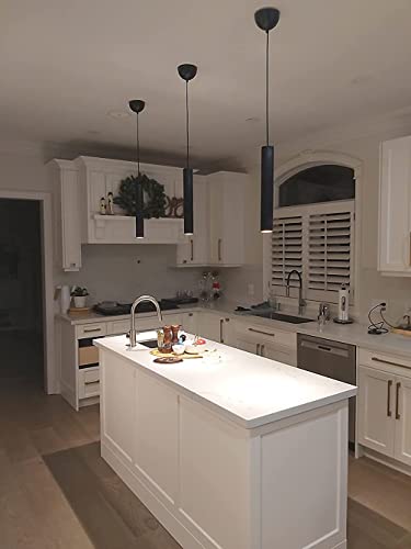 Phube LED Pendant Light Nordic Long Tube Hanging Lamp Minimalist Creative Ceiling Lamp Modern Art Decor Lighting Fixture for Dining Room Kitchen Island(Black)