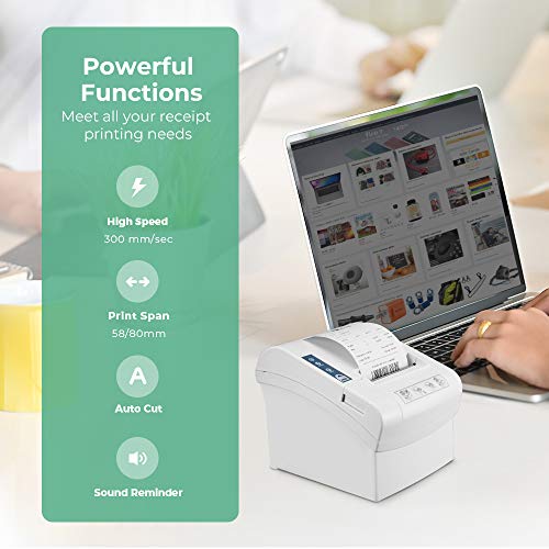 LOSRECAL Thermal Receipt Printer of 300mm/s HighSpeed Printing, Auto