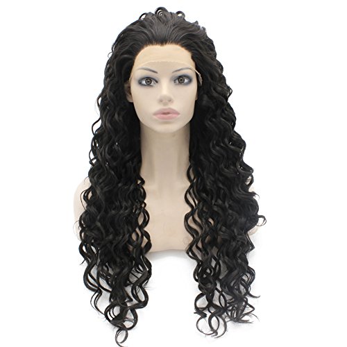 Iwona Long Curly Lace Front Synthetic Hair Black Celebrity Natural Stylish Wig