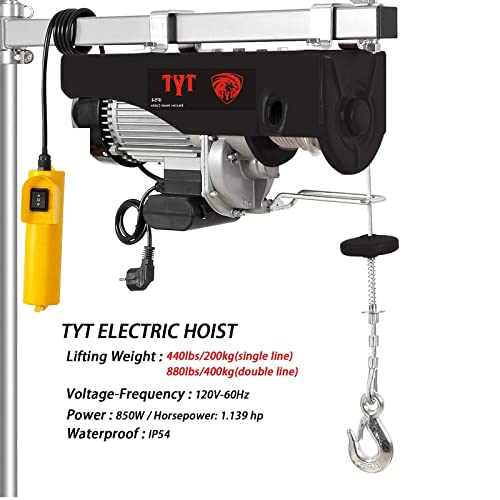 TYT 880 lb Electric Hoist, 110V Electric Hoist, Remote Control Electric