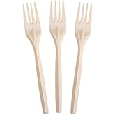 Yoaier Heavy Duty Forks 50 Pack - 6.7 Inch Extra Strong Disposable Forks, Eco-Friendly Plant-Based Cornstarch Utensils for Party, BBQ, Catering (Ivory)