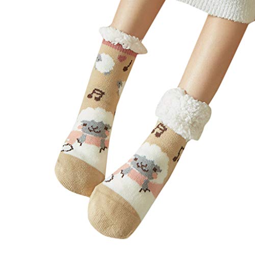 Fine Women Girls Print Cartoon Snowman Sheep Warm Winter Mid Tube Cute Socks