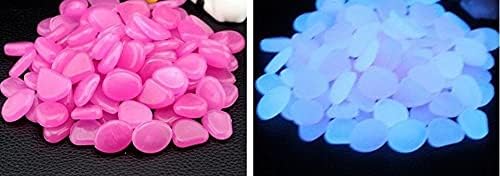 Hardscaping Materials - chic style 300PCS Glow Stone Glowing in The Dark Pebbles Outdoor Decor Fish Tank Gravel Rocks Decoration (Pink in Daytime, Purple in The Dark)