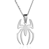 Spider Necklace for Men Women Titanium Stainless Steel Gold Silver Lightweight Fashion Anime Goth Cool Hippie Spider Man Pendant Necklace