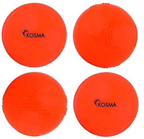 Kosma Cricket Windball with Center Grip Marks for Finger Position When Bowling | Suitable for Indoor and Outdoor (Pack of 4 Pc - Orange)
