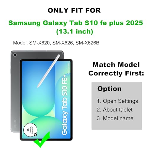 zenrich - Funda Protectora para Samsung Galaxy Tab S10 FE Plus / S10 FE+ 13.1 Pulgadas 2025, a Prueba de Golpes con Soporte Giratorio, Correa de Mano, Soporte para bolígrafo, Correa de Hombro para