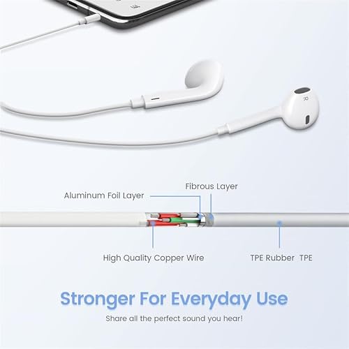 Pack-Apple Earbuds/iPhone Headphones/Lightning Wired Earphones [Apple MFi  Certified] Built-in Microphone &am