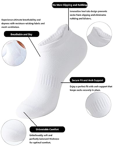 ACCFOD Womens Ankle Socks Athletic Running Low Cut Socks With Tab 6 Pairs