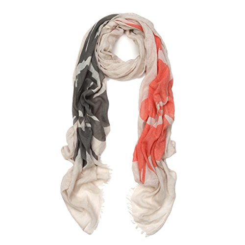 Premium Large Sunflower Print Fashion Scarf Wrap, Beige