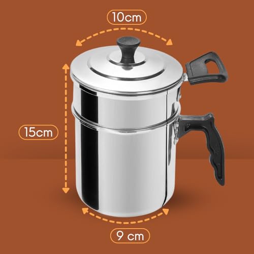 Cuscuzeira Individual de Alumínio Polido, 15 cm Altura, 10 cm Diâmetro, com Tampa e Alça, para Cuscuz e Legumes a Vapor
