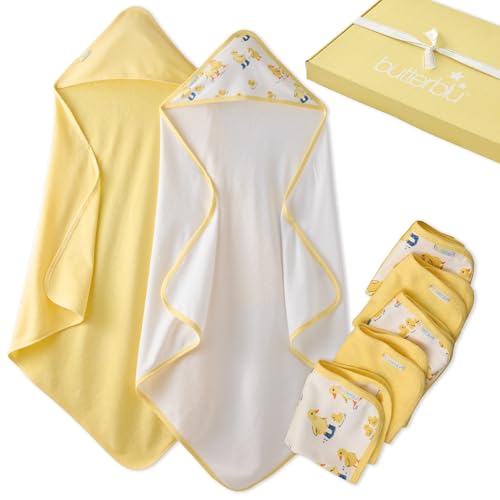 Butterblu Splash Squad Hooded Towels & Washcloths 100% Organic Cotton