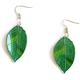 Lightweight 3D Acrylic Green Leaf Dangle Drop Earrings for Women Bohemian Natural Plant Leaf Earrings Statement Jewelry Gifts