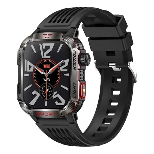 YARUIKE HT29 Relógio Inteligente Esportivo para Homens, Chamada Bluetooth, Bússola e Lanterna LED, Tela IPS 2.01 Polegadas, Compatível com Android e iOS