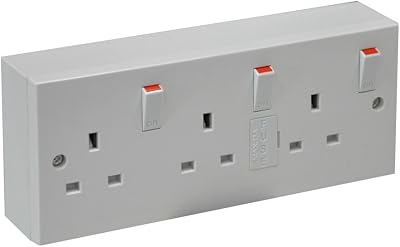 Eagle White Triple Switched Socket with Back Box