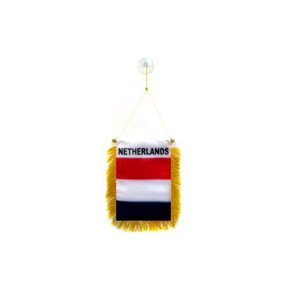AZ FLAG - Netherlands Mini Banner - 6'' x 4'' - 100% Polyester Dutch Small Pennant for Car - Double-sided Flag with Suction Cup Hanger — image 1