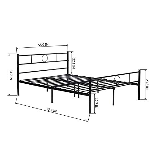 GreenForest Full Size Bed Frame Platform with Headboard and Stable