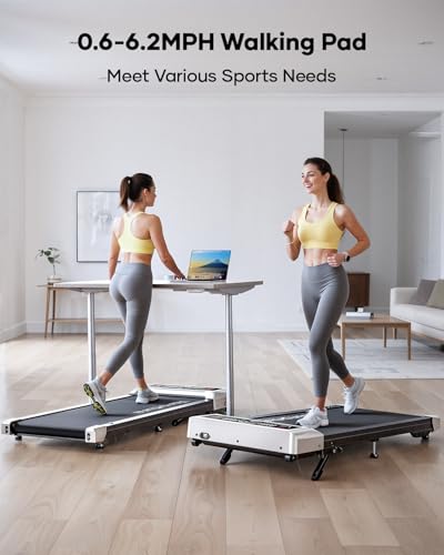 TOPUTURE Walking Pad with Incline, 2 in 1 Treadmills for Home & Office, Under Desk Treadmill, 2.5HP Portable Compact Treadmill with Remote Control, APP & LED Display, Installation-Free