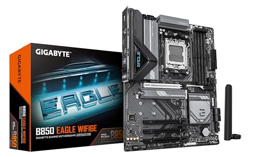 GIGABYTE B850 Eagle WIFI6E Motherboard - AMD Ryzen 9000 Serie CPUs, 8+2+2 Phasen digitales VRM, bis zu 8200MHz DDR5 (OC), 1xPCIe 5.0 + 2xPCIe 4.0 M.2,