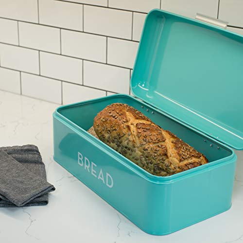 Now Designs Metal Bread Storage Bin, Turquoise, 16x9x6.5 inches Our
