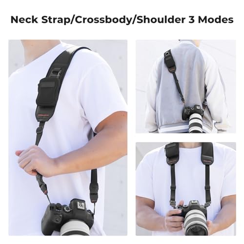 K&F Concept Camera Strap, Professional Wide Camera Strap, Adjustable Camera Shoulder Strap 109-133 cm for SLR DSLR Cameras, Camera Strap with Removable Zip Pocket