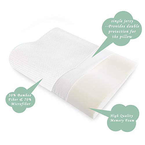 HOMFY Orthopädisches Memory Foam Nackenstützkissen Ergonomisches Kopfkissen mit waschbare Bambusfaser Kissenbezüge Weiß 40x60cm