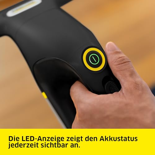 Kärcher WV 2 Universal Precision+ Black Cordless Window Vacuum Cleaner, Battery Life: 35 min, Dirty Water Tank: 120 ml, 2 Suction Nozzles, Spray Bottle with Microfibre Mop Cover, 20 ml Window Cleaner
