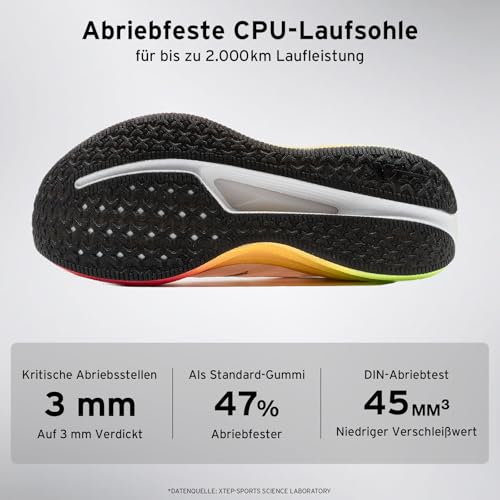 XTEP Professional 2000 km men's running shoes for exam training, high cushioning, strong recoil capacity, non-slip and durable sports shoes, ideal for long distance runs from 10 km