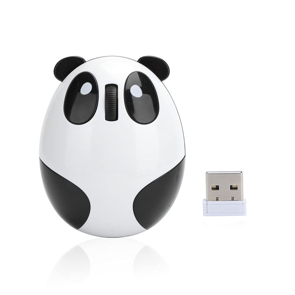 Annadue Cartoon Wireless Mouse for kids - 1200dpi Wireless Optical Mouse Cute Panda Ergonomic Computer Mouse for Win/Mac/Linux/Andriod/IOS, Plug and Play. White