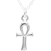 Egyptian Ankh Sterling Silver Charm Necklace, 925 Sterling Silver Cross of Life Charm for Bracelets or Necklaces, 18"
