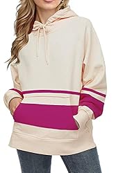 Womens Fall Color Block Hoodies Purple Red Striped