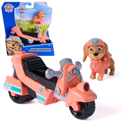 PAW PATROL - Motocicleta de resgate da Liberty com boneco (veículo base), detalhes autênticos, motocicleta de brinquedo para crianças a partir de 3 anos