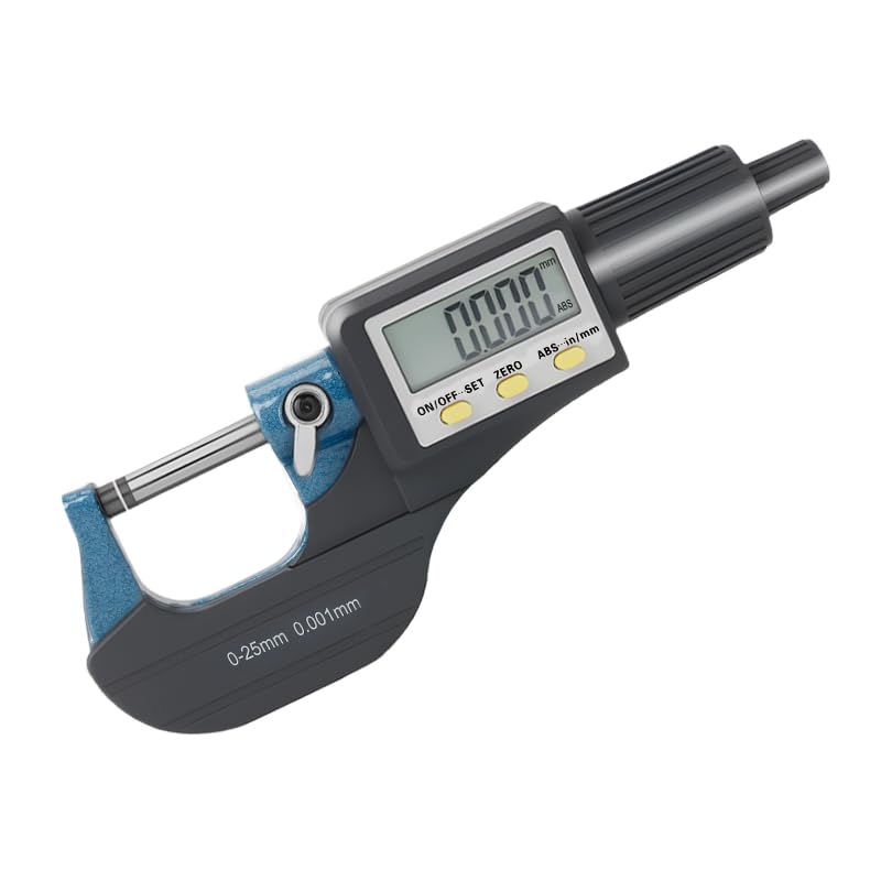 Beslands Digital Micrometer 0-1" / 0-25mm Electronic Display Gauge Resolution 0.00005" / 0.001mm Thickness Measuring Inch/Metric Diameter Caliper