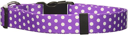 Yellow Dog Design New Purple Polka Dot Dog Collar, Large-1