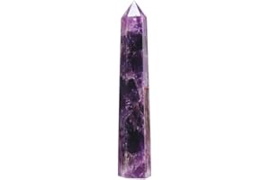 Apengshi Large Natural Dream Amethyst Healing Crystal Tower 5.9"-6.3" 6 Faceted Single Point Chakra Crystal Wand Energy Medit