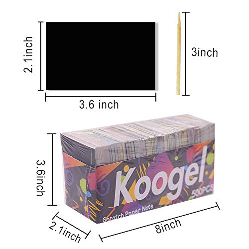 Koogel 500pcs Scratch Art for Kids, 3.6 inch x 2.1 inch Rainbow Scratch Art Rainbow Magic Scratch Paper Scratch Art Paper for Children Painting Art Creation Painting Teaching