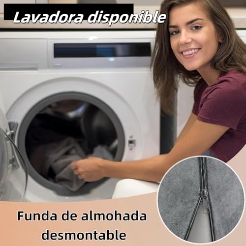 Almohada para espalda con reposabrazos y bolsillos para sentarse en cama, respaldo para cama, almohada de lectura, descanso, jugar, relajarse o ver la televisión para adultos, 48cm*40cm*48cm (gris)