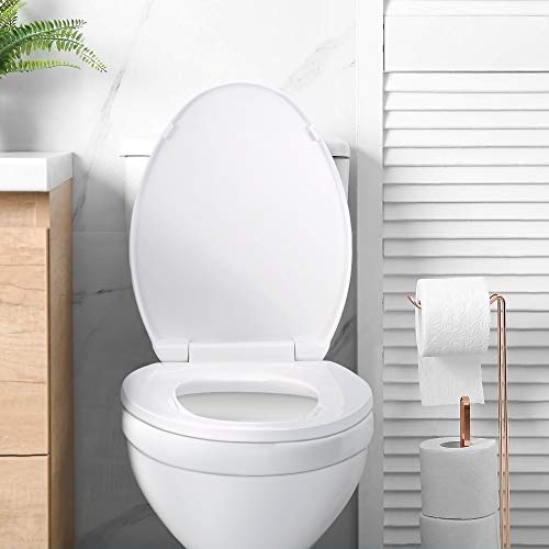 Elongated Soft Close Toilet Seat with GripTight Bumpers MUYE Easy to